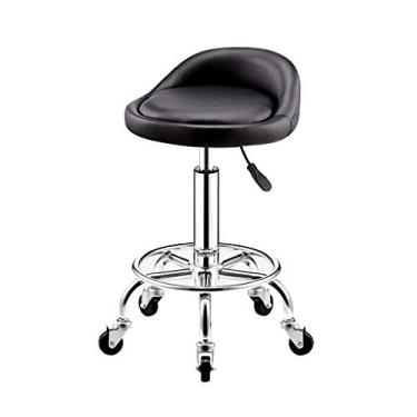 Imagem de SGeneE Banqueta de rodinhas com altura ajustável com rodas cadeiras de bar de couro acolchoado banquetas de bar de cozinha bancos de bar cadeiras giratórias de altura ajustável com encosto café da