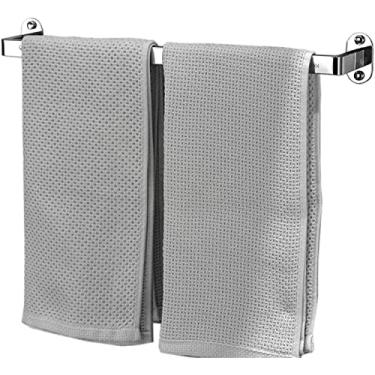 Imagem de 3FLQOOPP Toalheiro Suporte de toalha de banho barra de toalha trilho de prateleira de toalha de aço inoxidável trilho duplo de barra de toalha, haste de toalha montada na parede para banheiro cozinha