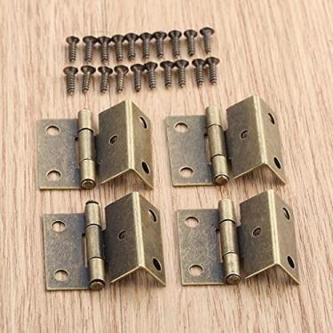 Imagem de Dobradiças de porta 4 peças 251512 mm dobradiça de armário porta bagagem móveis joias caixas de madeira vintage dobradiça antiga decoração de móveis (cor: bronze antigo)