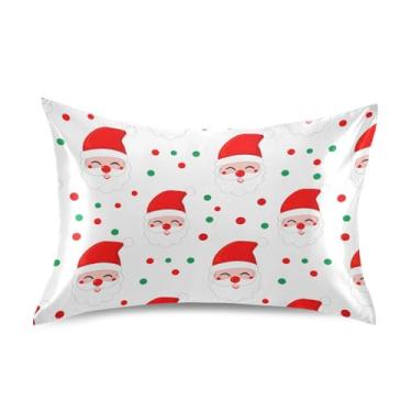 Imagem de Wassud Fronha de cetim de Papai Noel para cabelo e pele fronhas de seda macia King Size respiráveis com fecho de envelope