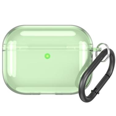 Imagem de Capa para AirPods 4 com chaveiro, capa de silicone transparente, capa protetora de pele macia, capa para fone de ouvido antiqueda (verde, AirpodsPro3)
