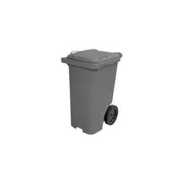 Imagem de Lixeira Grande Contentor De Lixo Com Rodas 240 Litros Cinza - jsn