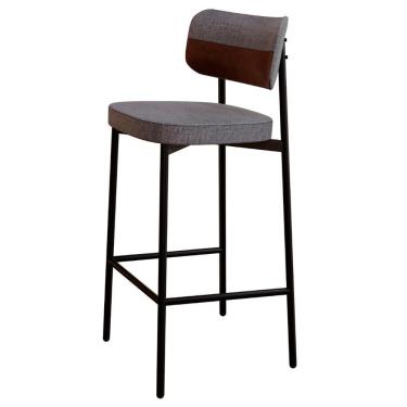 Imagem de Banqueta Alta Bar Estofada Ella M25 Linho Cinza-whisky - Mpozenato