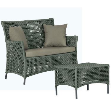 Imagem de 1 Sofá E Mesa Igapó Alumínio Preta Corda Náutica E8 Trama Verde