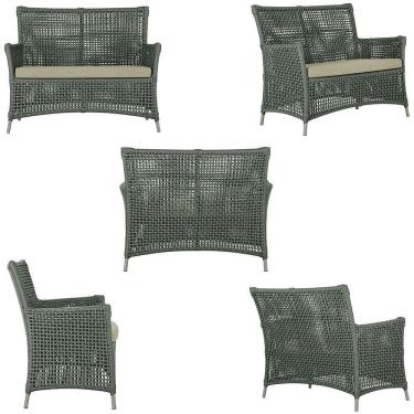 Imagem de 1 Sofá E Mesa Centro Igapó Alumínio Corda Náutica E7 Trama Verde