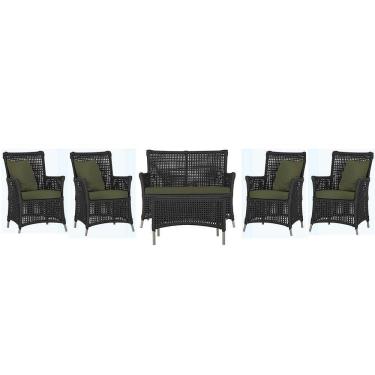 Imagem de Jogo Sofá 4 Poltronas E Mesa Igapó Fendi E13 Trama Original Preto