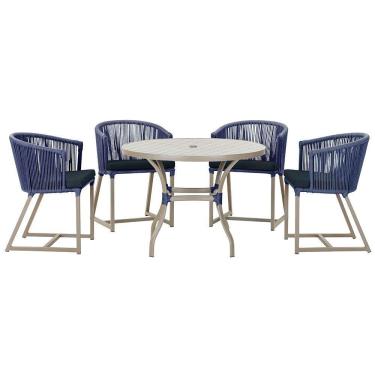 Imagem de Mesa Com 4 Cadeiras E Noronha Estofado 12 Trama Original Azul