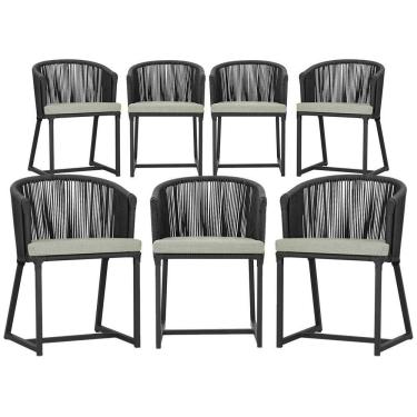 Imagem de 7 Cadeiras De Jantar área Noronha Preta E3 Trama  Preto