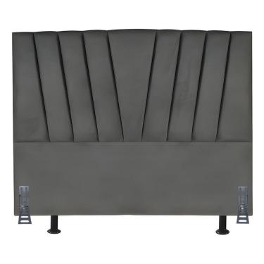 Imagem de Cabeceira Cama Box Queen 160 Cm Safira Em Suede Com Frame Cor:cinza Escuro