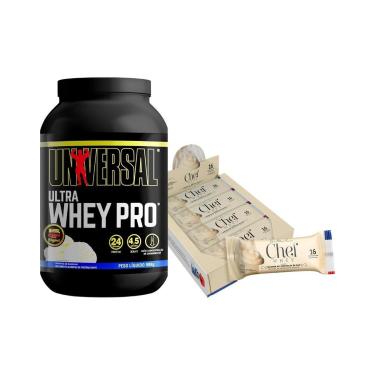 Imagem de Kit Ultra Whey Pro 900g Universal + Barra de Proteína Premium Display 12un Chef Whey-Unissex