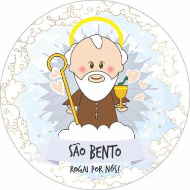 Imagem de Painel de Lona Redondo Santinhos Católicos São Bento - Fabrika De Fest