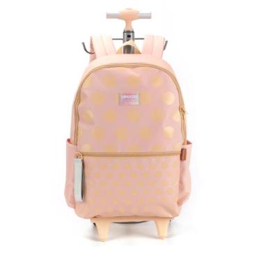 Imagem de Mochila com Rodas 18" Preta com Poá Dourado - Luxcel Ref. 46702