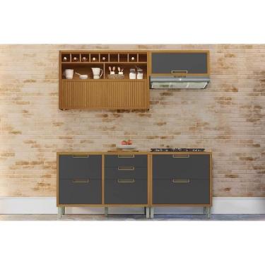 Imagem de Cozinha Modulada Nesher Imperatriz 4 Peças (2aéreos+2balcões) C6p44 Freijo-grafite-nesher