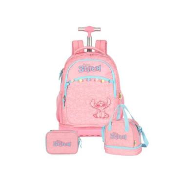 Imagem de Kit Mochila Stitch Rodinhas Lancheira E Estojo Box Escolar