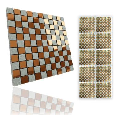 Imagem de Pastilha De Vidro Autocolante Kit 10 Uni Parede Cozinha Box Banheiro Sala Decorativa Facil Aplicacao Requintado Moderna