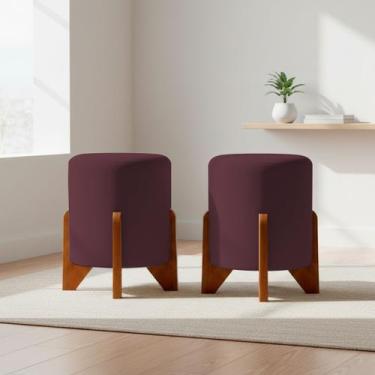 Imagem de Kit 2 Puffs Decorativos Eloah Redondo Assento Extra para Sala Quarto S