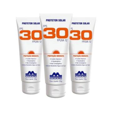 Imagem de Protetor Solar 30FPS Mavaro 120G Kit com 3 Unidades