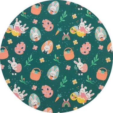 Imagem de Tricoline 100Algodão Coelhos Decoração Pascoa 1,50mx1,00m - Tecidos SG