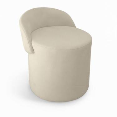 Imagem de Puff Encosto Confortável Sala Estilo Moderno Redondo Suede Cor:Terraco