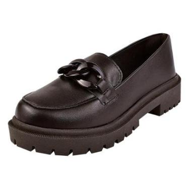 Imagem de Mocassim Feminino Tratorado Oxford Com Corrente Confortavel-Feminino