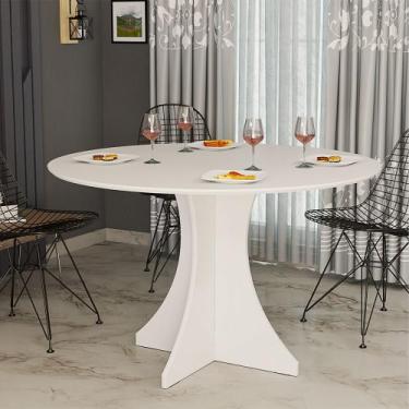 Imagem de Mesa de Jantar Redonda Elisa 4 Lugares 80x80 Base em X em Mdf Branco P