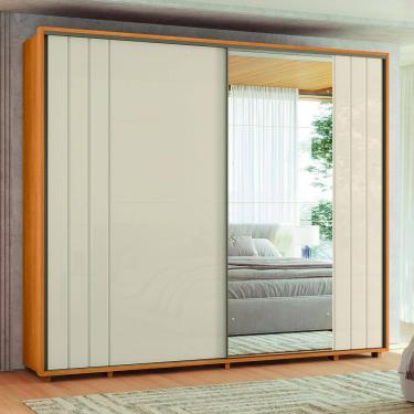 Imagem de Guarda Roupa Casal Grande 2 Portas de Correr com 1 Espelho 100% MDF Dalí 278cm Madetec