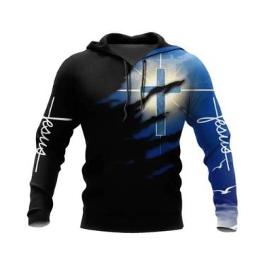 Imagem de Moletom Masculino Oversized Com Estampa 3D De Jesus Cristo, Moda Haraj