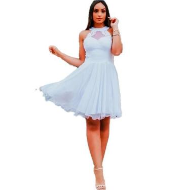 Imagem de Vestido Curto Gola Alta 15 Anos Madrinha Formatura Noiva Casamento Civ