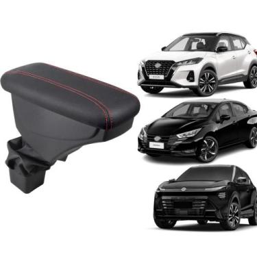 Imagem de Apoio De Braço Nissan Kicks Couro Grafite Costura Vermelha - GPI Autom
