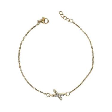 Imagem de Pulseira Feminina Banhada a Ouro Com Iniciais, Joia De Aço Inoxidável 