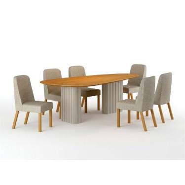 Imagem de Conjunto Sala de Jantar Ísis 2,00m com 6 Cadeiras Tampo Orgânico s/ Vi