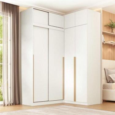 Imagem de Guarda-roupa Modular de Canto 4 Peças 8 Portas com 4 Portas de Correr 