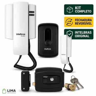 Imagem de Kit Porteiro Eletrônico Intelbras IPR 8010 Fechadura AGL Reversível 12