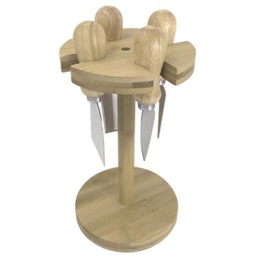 Imagem de Jogo de 4 facas para queijo com suporte em bambu - dynasty