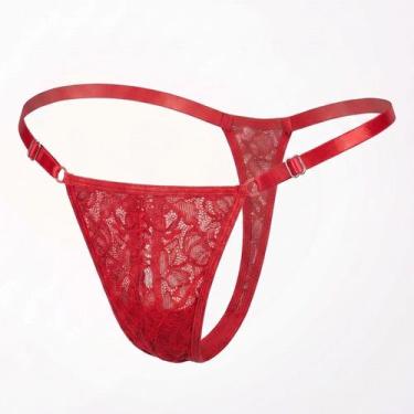 Imagem de Calcinha Masculina Renda Com Ajuste Lateral Fio Dental Trans Travesti 