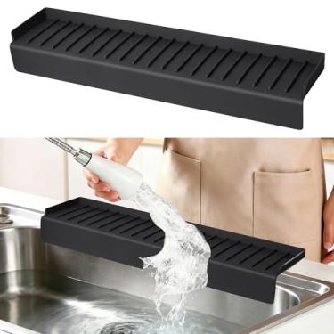 Imagem de Lioush Protetores De Borda Silicone Para Pia Cozinha, Protetor Contra Respingos Design Aprimorado Com Ventosas, Quartzo, Granito, Banheira (Preto, 50,8 Cm X 10,1 Cm)