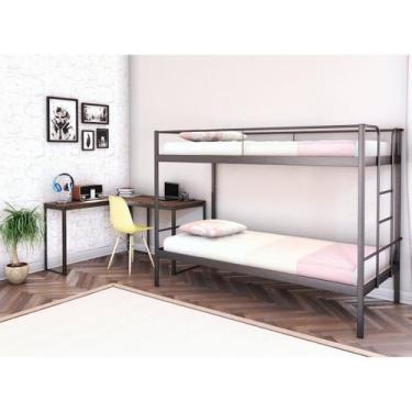 Imagem de Conjunto para Quarto 1 Beliche e 1 Escrivaninha em L 126x126cm Preto/F