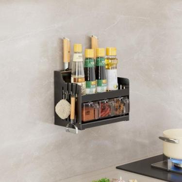 Imagem de Organizador de Parede Com 3 Porta Temperos Condimentos e 3 Ganchos Ute