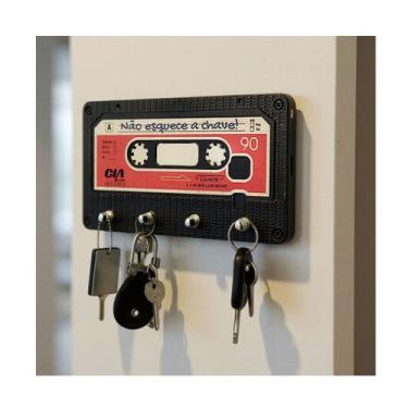 Imagem de Porta Chaves Fita Cassete K7 Nostalgia Música Anos 80 Decoração Casa F