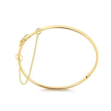Imagem de Bracelete Liso Fino Com Correntinha Folheado A Ouro - Radhau Joias, Ún