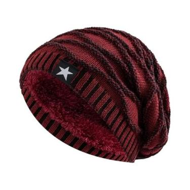 Imagem de Gorro De Inverno Unissex Com Forro De Pelúcia, Quente, Tricotado, Com 
