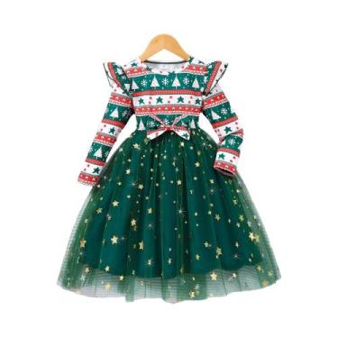 Imagem de Vestido De Natal Para Meninas Com Manga Longa E Laço, Roupas Infantis 