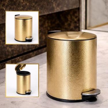 Imagem de Lixeira Inox 5L Dourado Lavabo Escritório Banheiro Clínica Deluxe Lixo
