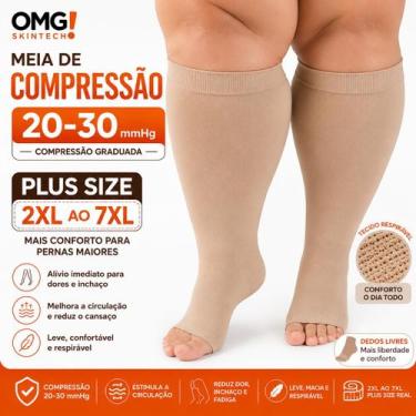 Imagem de Meias De Compressão Plus Size 34 Sem Ponteira Para Alivio De Dores Per