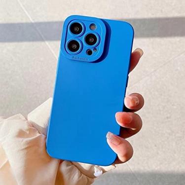Imagem de Capa de telefone fosca macia de luxo para iphone 11 12 13 Pro Max XS X XR 7 8 Plus SE 2020 Doces à prova de choque para-choque tampa traseira, azul, para iPhone 7plus