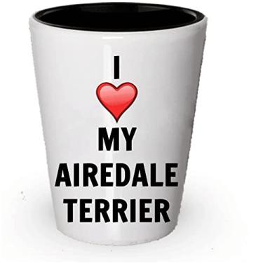 Imagem de I love my Airedale Terrier Shot Glass - Airedale Terrier Lover ideia de presentes (6)
