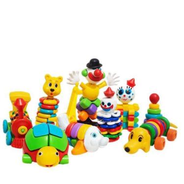 Imagem de Blocos De Montar Kit Com 10 Brinquedos Educativos Encaixe