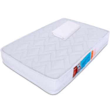 Imagem de Kit Colchão Para Mini Berço Desmontável Chiqueirinho Cercadinho 100x70x6cm + Lençol Hipoalergênico com Elástico Impermeável - BF Colchões