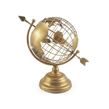 Imagem de Globo Terrestre Decorativo Enfeite De Mesa Metal Dourado