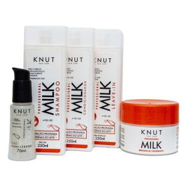 Imagem de Kit Knut Milk Shampoo+Máscara+Condicionador+Leave-In+Hair Gloss